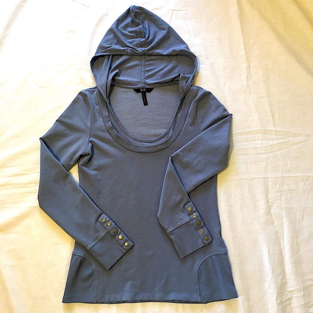 BCBG Paris Long Sleeve Scoop Neck Hoodie Top